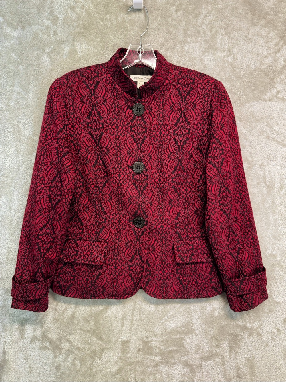 Coldwater Creek button down jacket red/ black womens size 8P